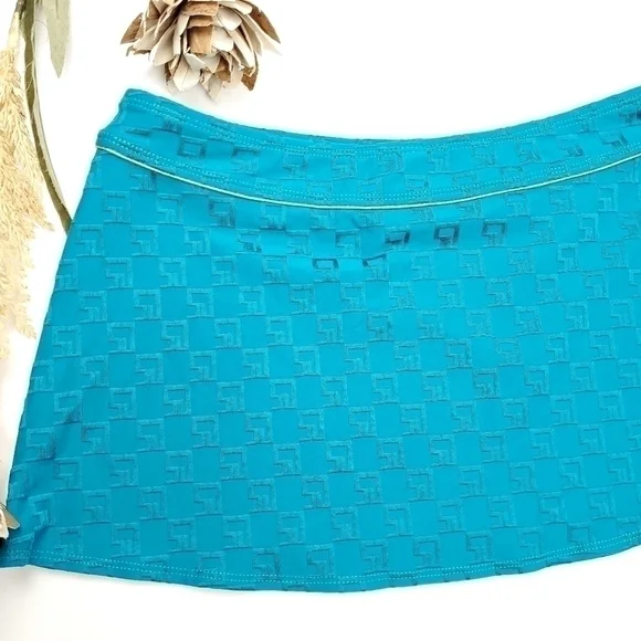 🔴 St. John Sport Teal and Gold Mini Skirt Sz M - Picture 11 of 12